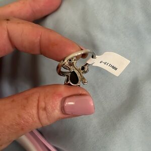 Sterling Silver Black Spinel Ring Size 9 Puppy Dog Silver Ring